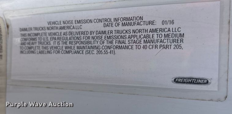 image for item YA1092 2017 Freightliner Business Class M2 box truck