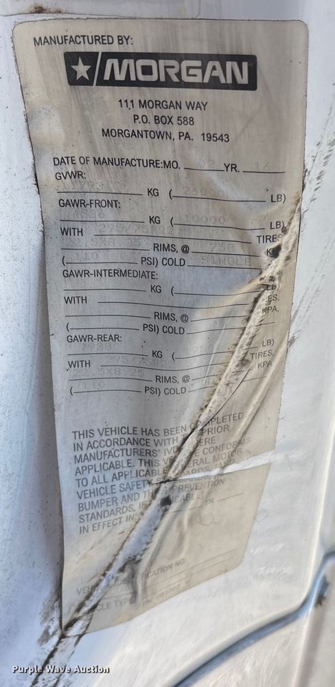 image for item YA1092 2017 Freightliner Business Class M2 box truck