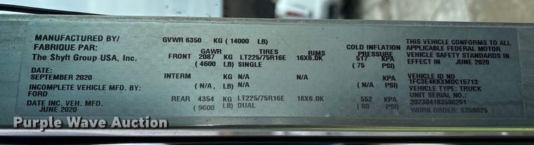 image for item YA1573 2021 Ford E450 Super Duty delivery truck