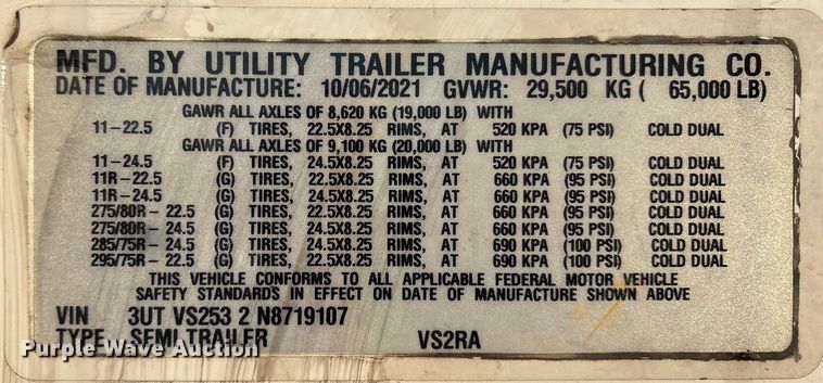 image for item YA1614 2022 Utility VS2RA refrigerated van trailer
