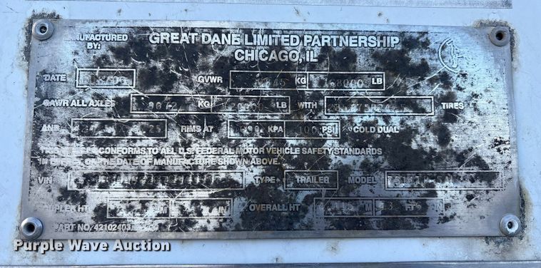 image for item YA1634 2007 Great Dane 7311TP-SAL dry van trailer