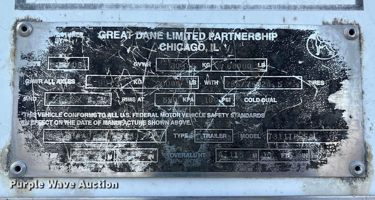 image for item YA1635 2007 Great Dane 7311TP-SAL dry van trailer