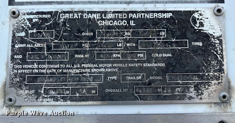 image for item YA1636 2007 Great Dane 7311TP-SAL dry van trailer