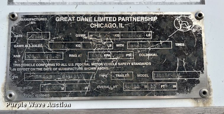 image for item YA1638 2007 Great Dane 7311TP-SAL dry van trailer