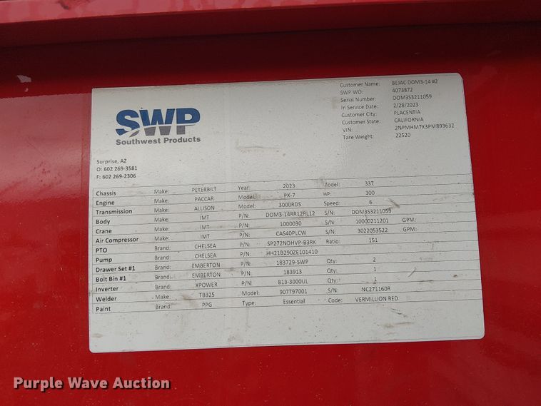 image for item YA1880 2023 Peterbilt 200 utility / service truck