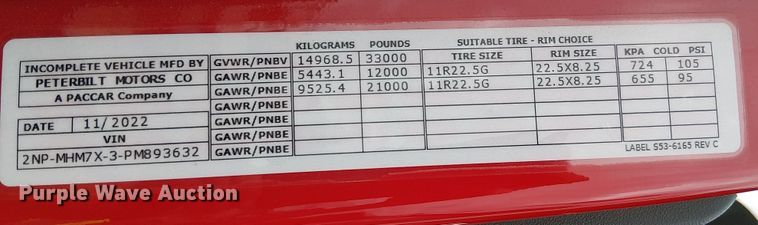 image for item YA1880 2023 Peterbilt 200 utility / service truck