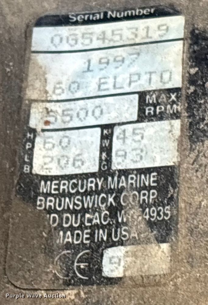 image for item EG8331 1997 Mercury 60 ELPTO outboard boat motor