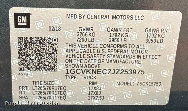 image for item ES5526 2018 Chevrolet Silverado 1500 Ext. Cab pickup truck