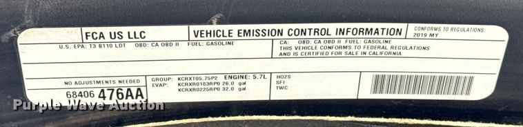 image for item ES5527 2019 RAM 1500 Ext. Cab pickup truck