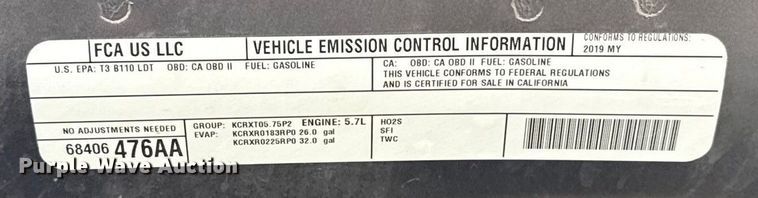 image for item ES5539 2019 RAM 1500 Ext. Cab pickup truck