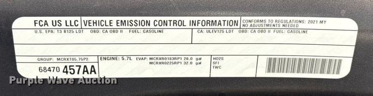 image for item ES5542 2021 RAM 1500 Ext. Cab pickup truck