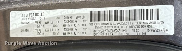 image for item ES5544 2019 RAM 1500 Ext. Cab pickup truck