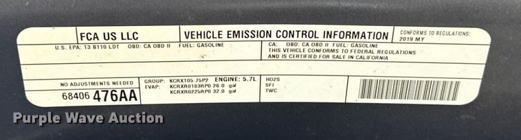 image for item ES5548 2019 RAM 1500 Ext. Cab pickup truck
