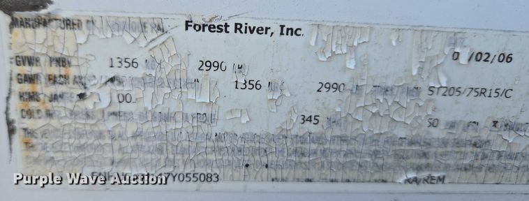 image for item ET1096 2007 Forrest River enclosed cargo trailer