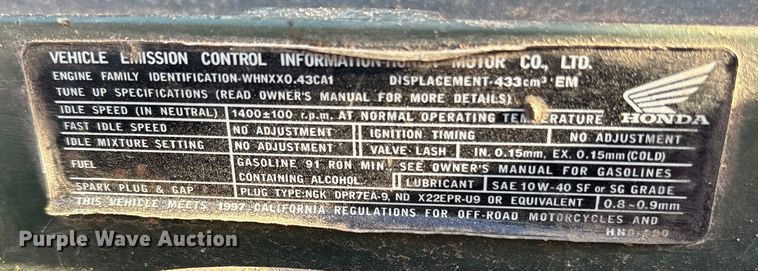 image for item ET7467 2003 Honda Foreman TRX450FM ATV