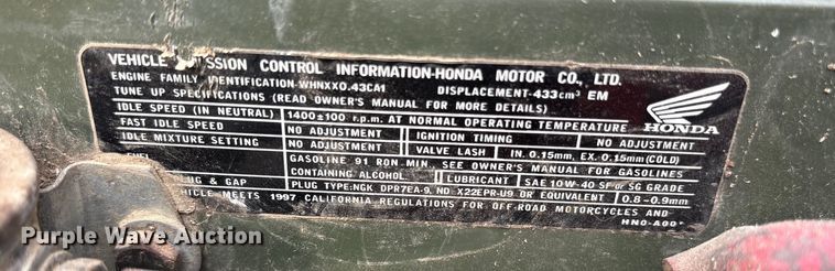 image for item ET7477 2000 Honda TRX450S ATV