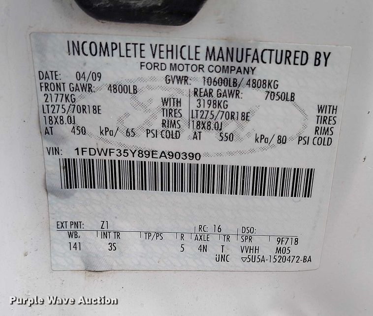 image for item DT0845 2009 Ford F350 Super Duty XL utility bed pickup truck