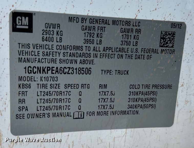 image for item DT6495 2012 Chevrolet Silverado 1500 pickup truck