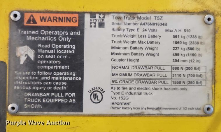 image for item EB8485 Hyster T5Z tow tractor