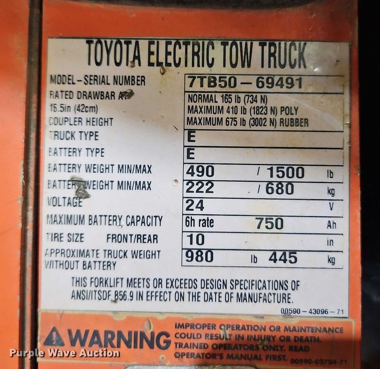 image for item EB8486 Toyota 7TB50 tow tractor