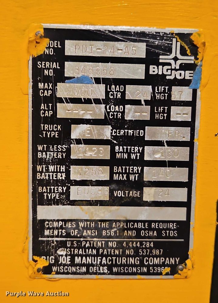 image for item EB8491 Big Joe PDI-24-A5 pallet jack