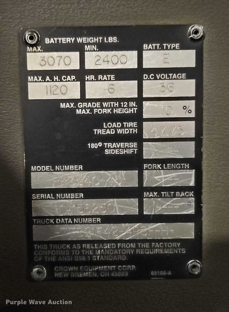 image for item EB8494 Crown RR3540-45 forklift