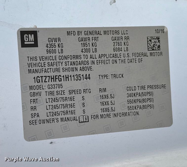 image for item EG1835 2017 GMC Savana van