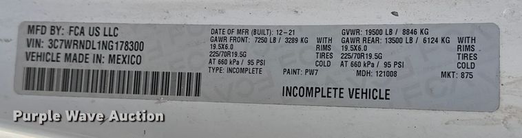 image for item EG1859 2022 RAM 5500 roll-off container truck