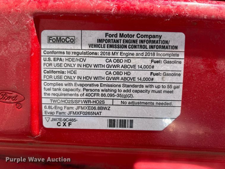 image for item EJ7679 2018 Ford E450 Super Duty van cab and chassis