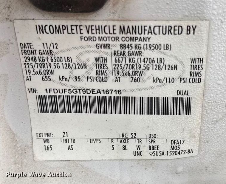 image for item EN0167 2013 Ford F550 Super Duty flatbed truck