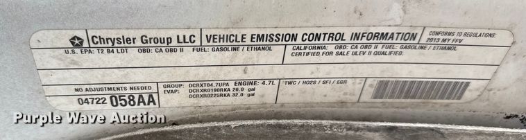 image for item EN0784 2013 RAM 1500 Ext. Cab pickup truck