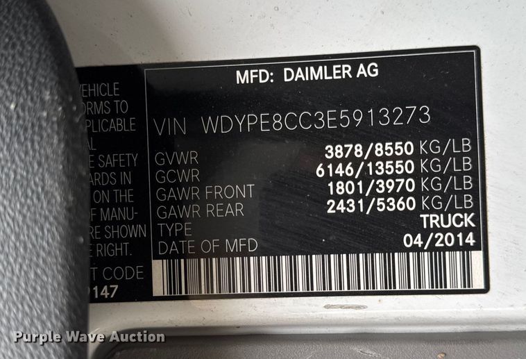 image for item EN0800 2014 Mercedes-Benz Sprinter 2500 refrigerated van