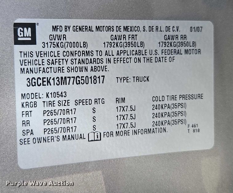 image for item EO4910 2007 Chevrolet Silverado 1500 Crew Cab pickup truck