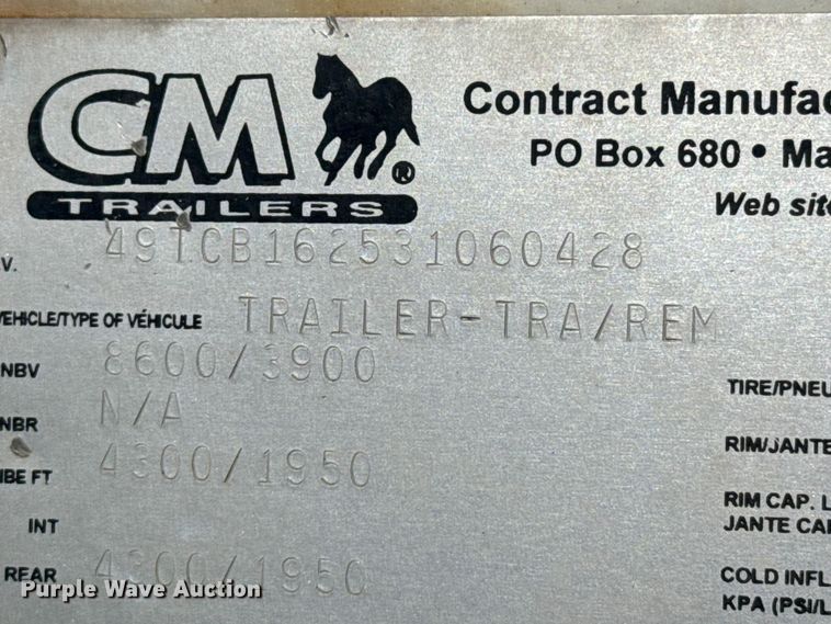 image for item EP2673 2003 CM enclosed cargo trailer