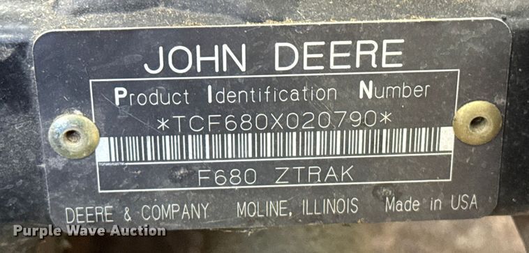 image for item EP2679 John Deere ZTrak F680 ZTR lawn mower