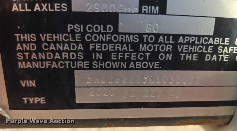 image for item ES2561 2020 Trophy Trailers PT 22T 45 boat trailer