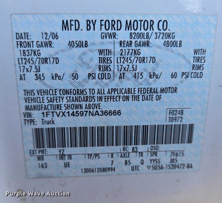 image for item ES2663 2007 Ford F150 Super Duty XL Ext. Cab pickup truck