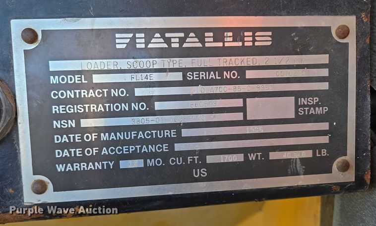 image for item ES2669 1986 Fiatallis FL14E track loader