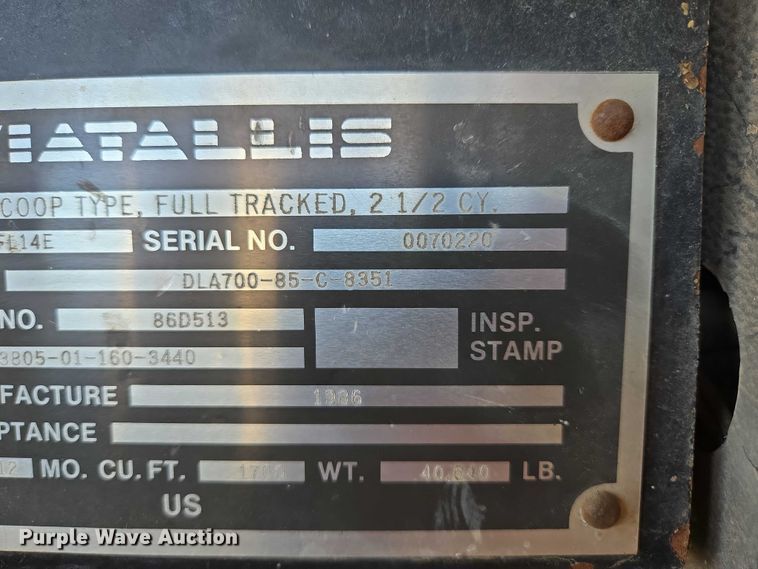 image for item ES2669 1986 Fiatallis FL14E track loader