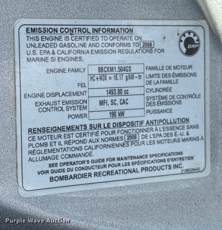 image for item ES5510 2008 Sea-Doo RXT255 personal watercraft