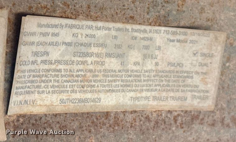 image for item ES5512 2021 Hull Porter Trailers utility trailer