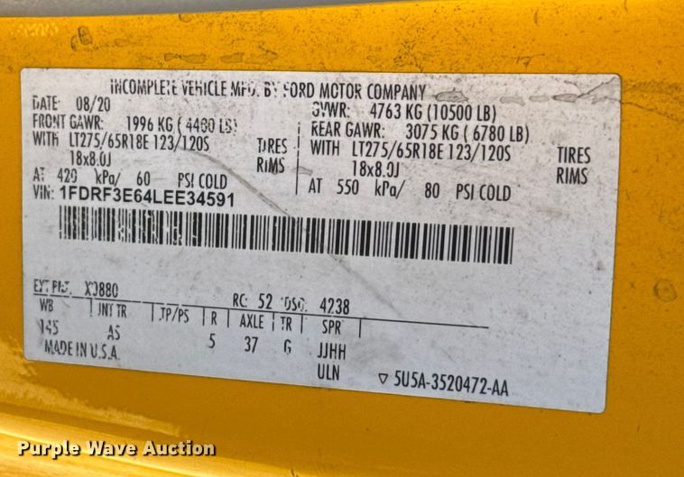 image for item ES5588 2020 Ford F350 Super Duty utility bed pickup truck