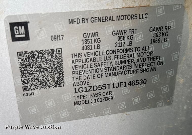 image for item ET4121 2018 Chevrolet Malibu 