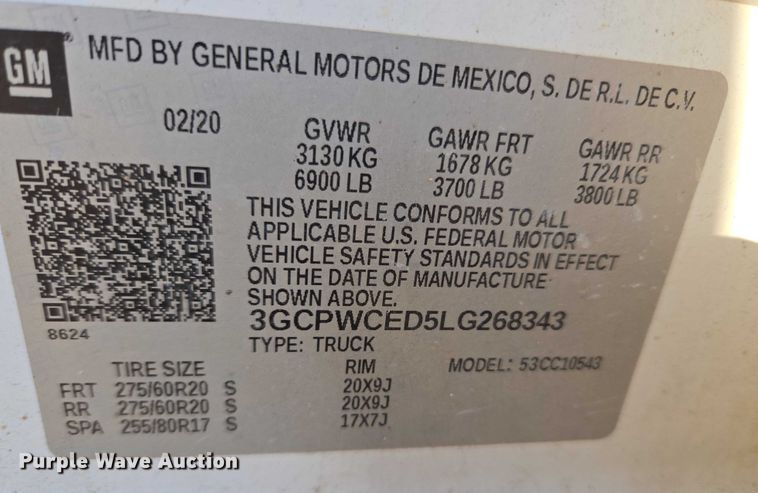 image for item ET5418 2020 Chevrolet Silverado 1500 Crew Cab pickup truck