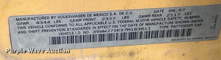 image for item ET6833 2007 Volkswagen Jetta GLI 