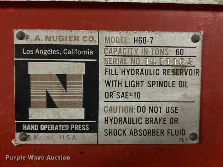image for item ET6841 F.A. Nugier H60-7 hydraulic press