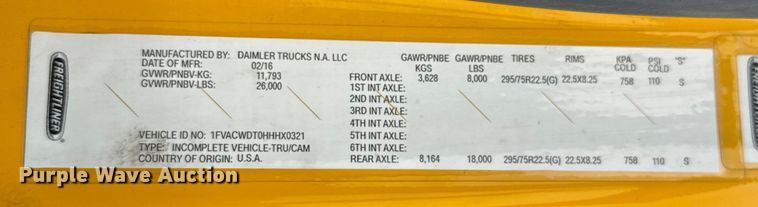 image for item EU5189 2017 Freightliner Business Class M2 box truck