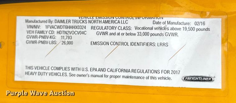 image for item EU5190 2017 Freightliner Business Class M2 box truck