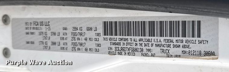 image for item FB0543 2015 RAM 1500 pickup truck