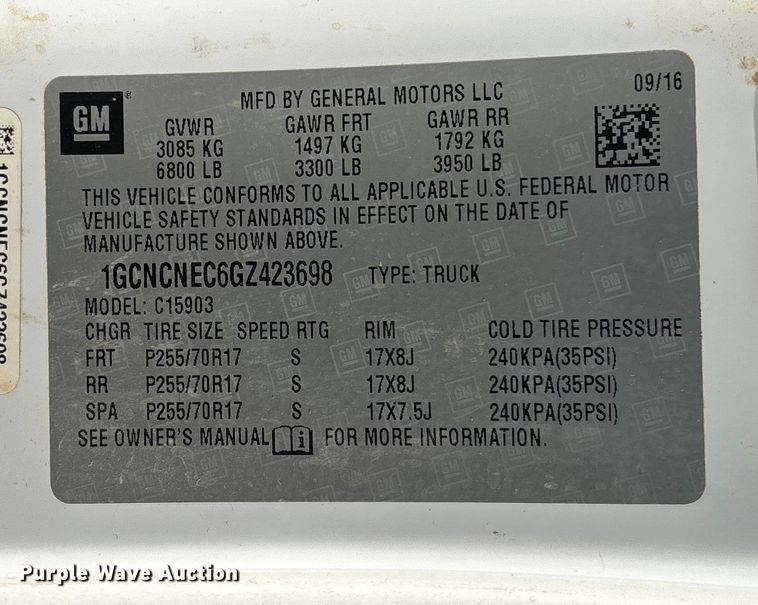 image for item FI1608 2016 Chevrolet Silverado 1500 pickup truck